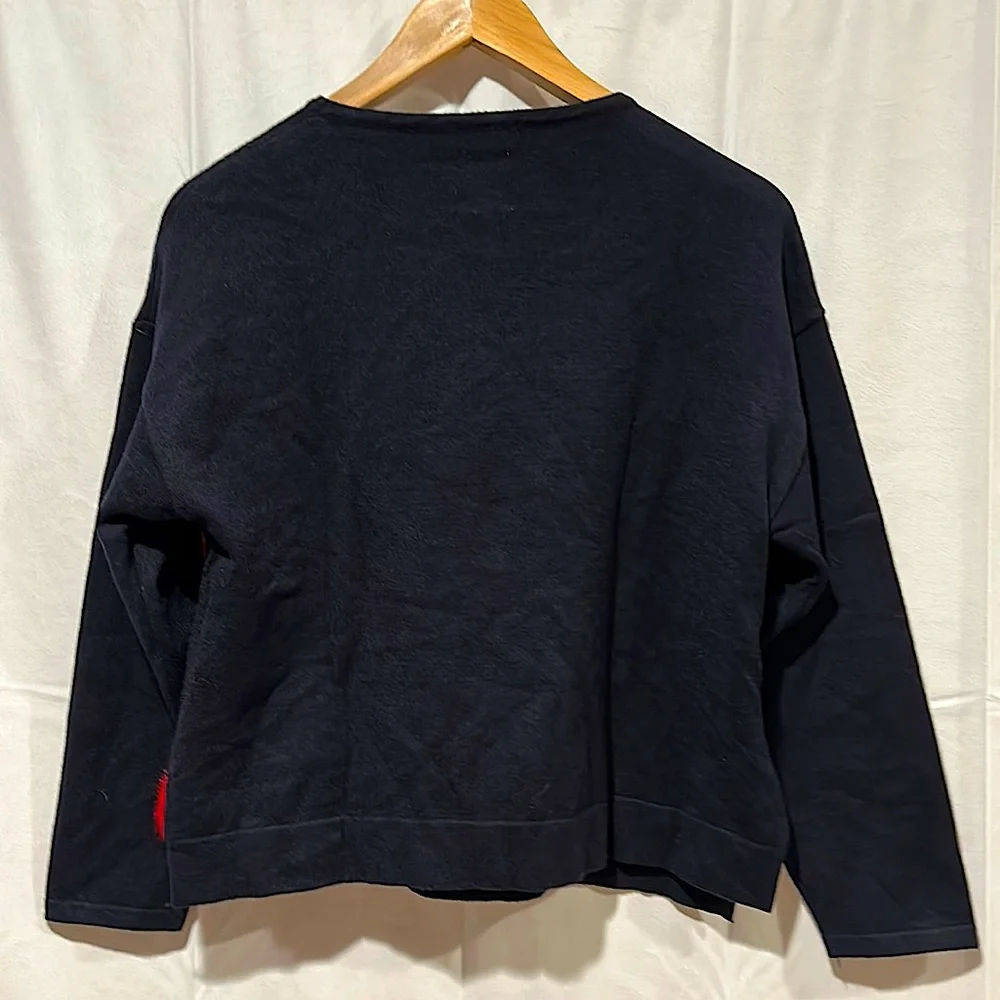 Zara Fancy Collection Black Sweater Furry Red Hearts Girl Size 11-12 Yrs ❤️❤️ - Picture 2 of 4
